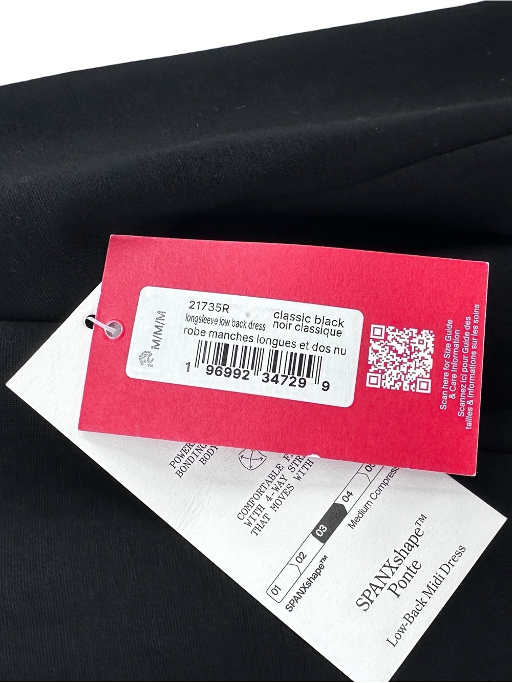 New! SPANX Dress Long Sleeve Low Back Bodycon Cocktail Midi Black - Picture 8 of 10